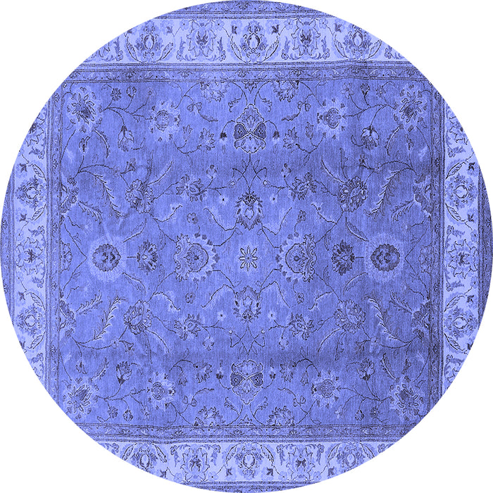 Round Oriental Blue Traditional Rug, urb493blu