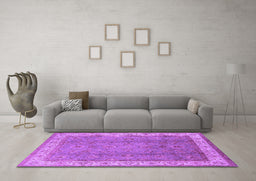 Machine Washable Oriental Purple Traditional Area Rugs in a Living Room, wshurb493pur