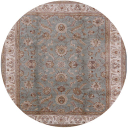 Round Mid-Century Modern Rosy Brown Pink Oriental Rug, urb493