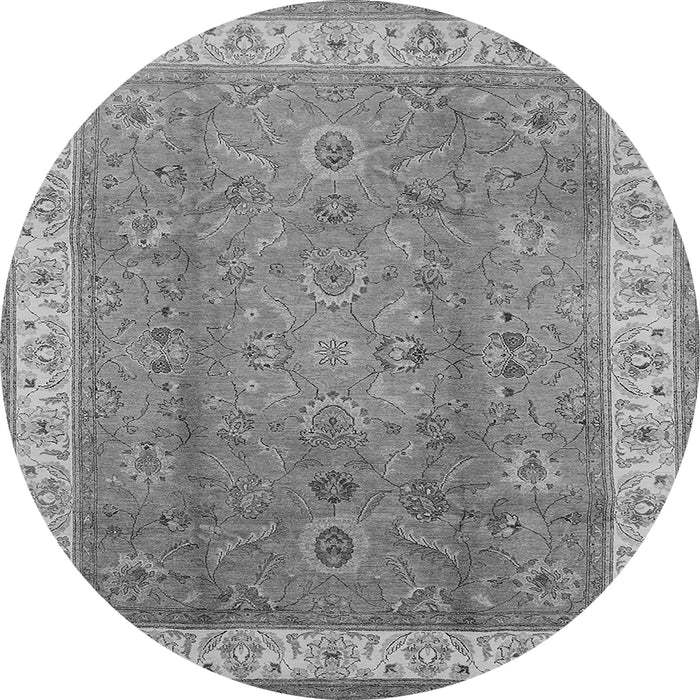 Round Machine Washable Oriental Gray Traditional Rug, wshurb493gry