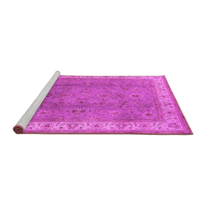 Sideview of Machine Washable Oriental Pink Traditional Rug, wshurb493pnk