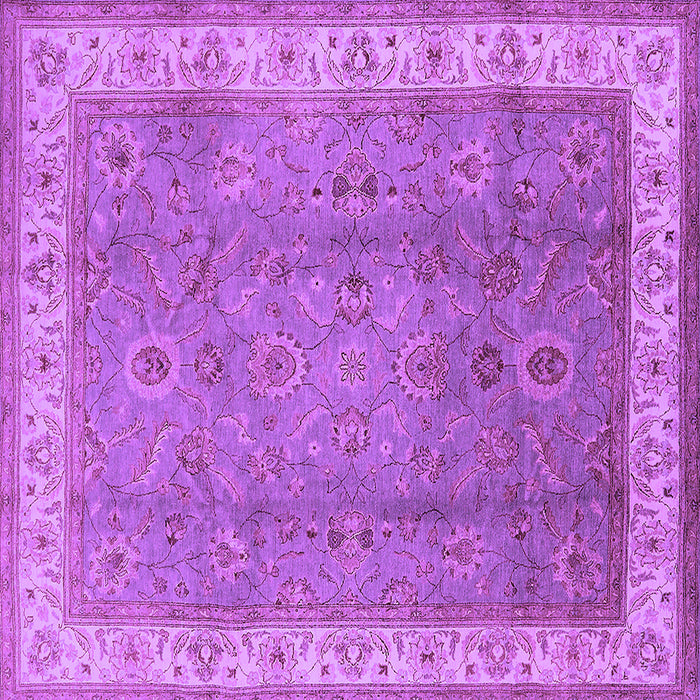 Square Machine Washable Oriental Purple Traditional Area Rugs, wshurb493pur