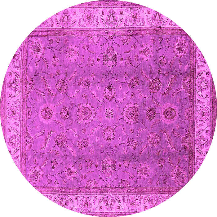 Round Machine Washable Oriental Pink Traditional Rug, wshurb493pnk