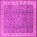 Square Machine Washable Oriental Pink Traditional Rug, wshurb493pnk