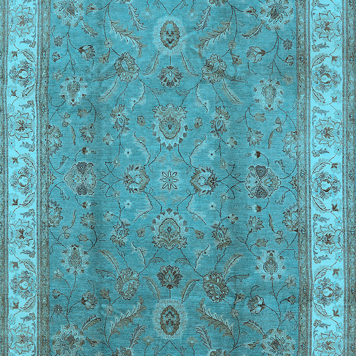 Machine Washable Oriental Light Blue Traditional Rug, wshurb493lblu
