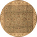 Round Oriental Brown Traditional Rug, urb493brn