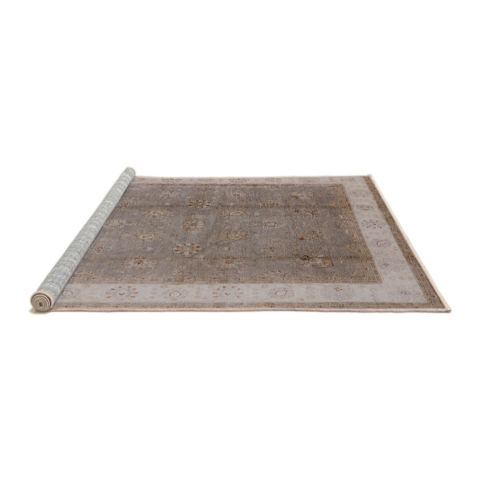 Sideview of Machine Washable Industrial Modern Dark Almond Brown Rug, wshurb494