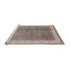 Sideview of Machine Washable Industrial Modern Dark Almond Brown Rug, wshurb494