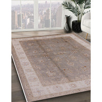 Mid-Century Modern Dark Almond Brown Oriental Rug, urb494