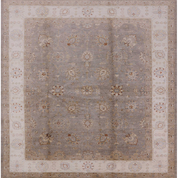Square Mid-Century Modern Dark Almond Brown Oriental Rug, urb494