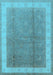 Machine Washable Oriental Light Blue Industrial Rug, wshurb494lblu