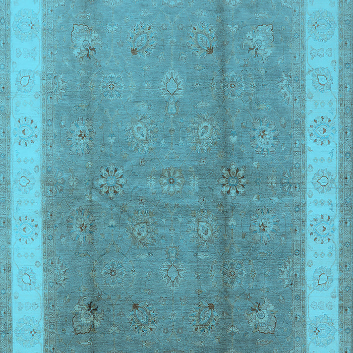 Machine Washable Oriental Light Blue Industrial Rug, wshurb494lblu