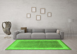 Machine Washable Oriental Green Industrial Area Rugs in a Living Room,, wshurb494grn