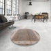 Round Mid-Century Modern Dark Almond Brown Oriental Rug in a Office, urb494