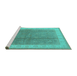 Sideview of Machine Washable Oriental Turquoise Industrial Area Rugs, wshurb494turq