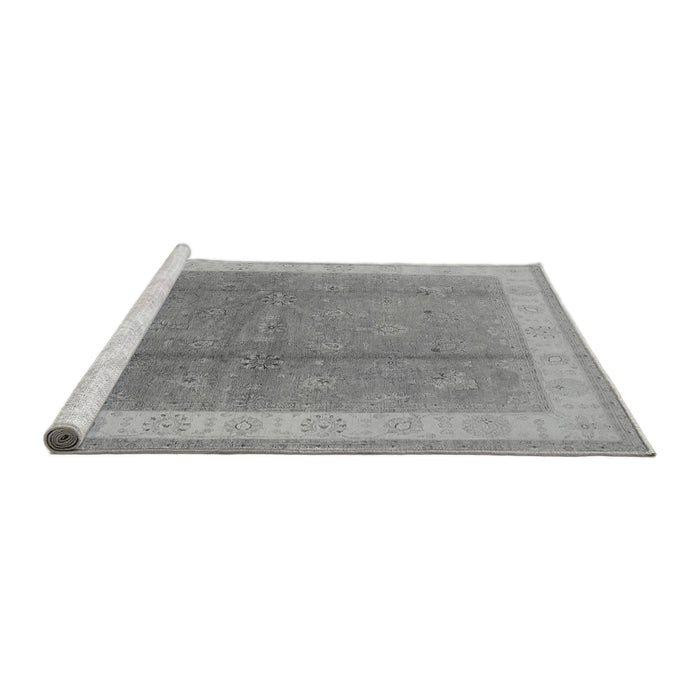 Sideview of Machine Washable Oriental Gray Industrial Rug, wshurb494gry