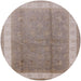 Round Mid-Century Modern Dark Almond Brown Oriental Rug, urb494