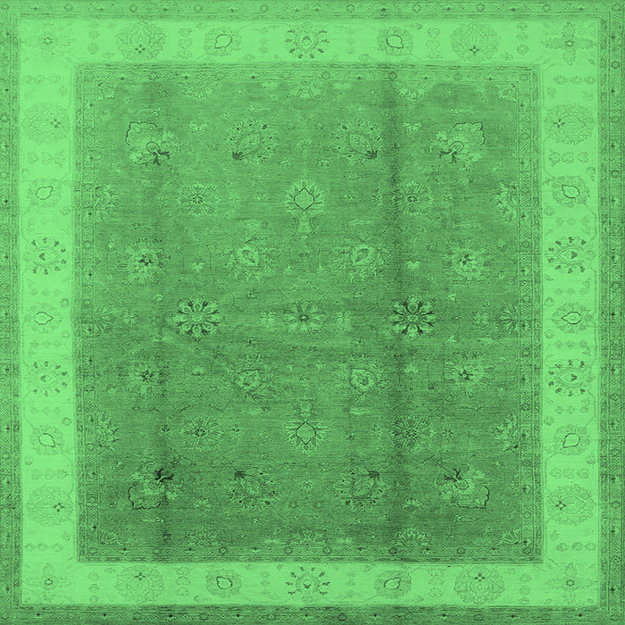 Square Machine Washable Oriental Emerald Green Industrial Area Rugs, wshurb494emgrn