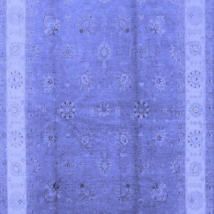 Machine Washable Oriental Blue Industrial Rug, wshurb494blu