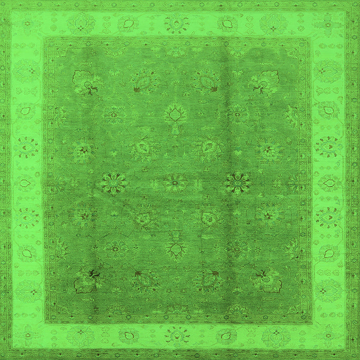 Square Machine Washable Oriental Green Industrial Area Rugs, wshurb494grn