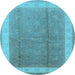 Round Oriental Light Blue Industrial Rug, urb494lblu