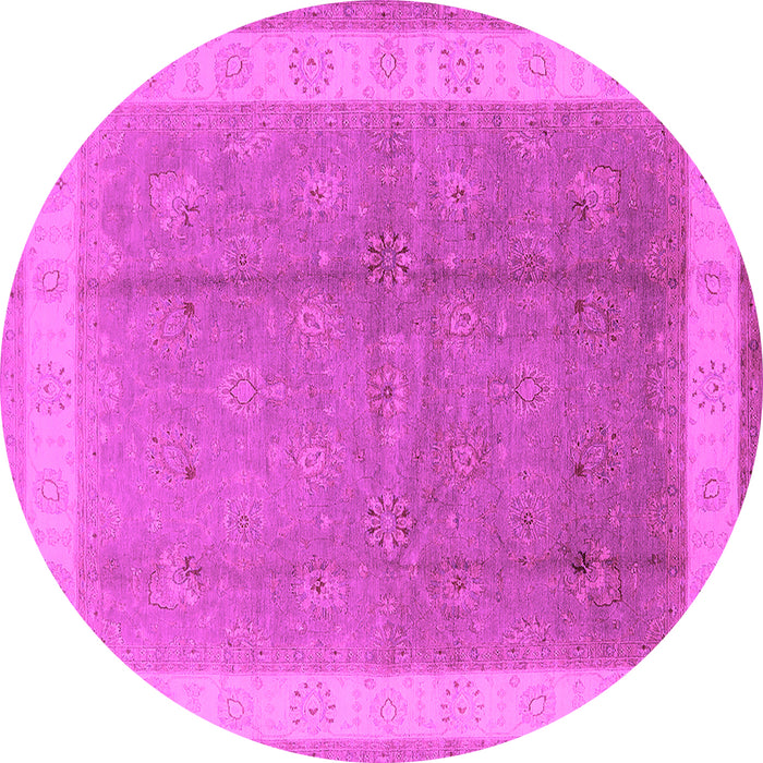 Round Machine Washable Oriental Pink Industrial Rug, wshurb494pnk