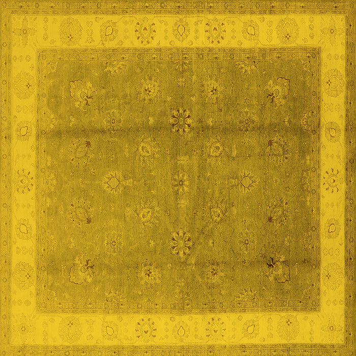 Square Machine Washable Oriental Yellow Industrial Rug, wshurb494yw