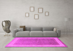 Machine Washable Oriental Pink Industrial Rug in a Living Room, wshurb494pnk