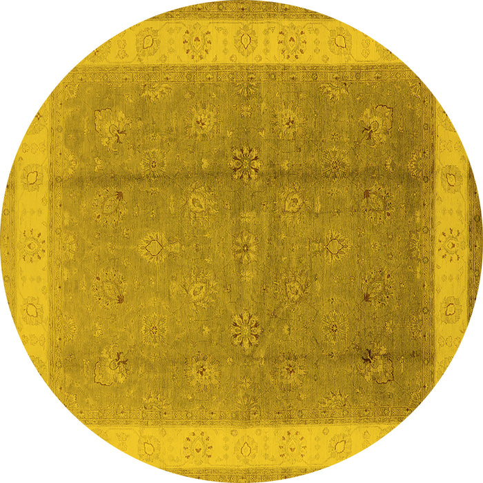 Round Oriental Yellow Industrial Rug, urb494yw