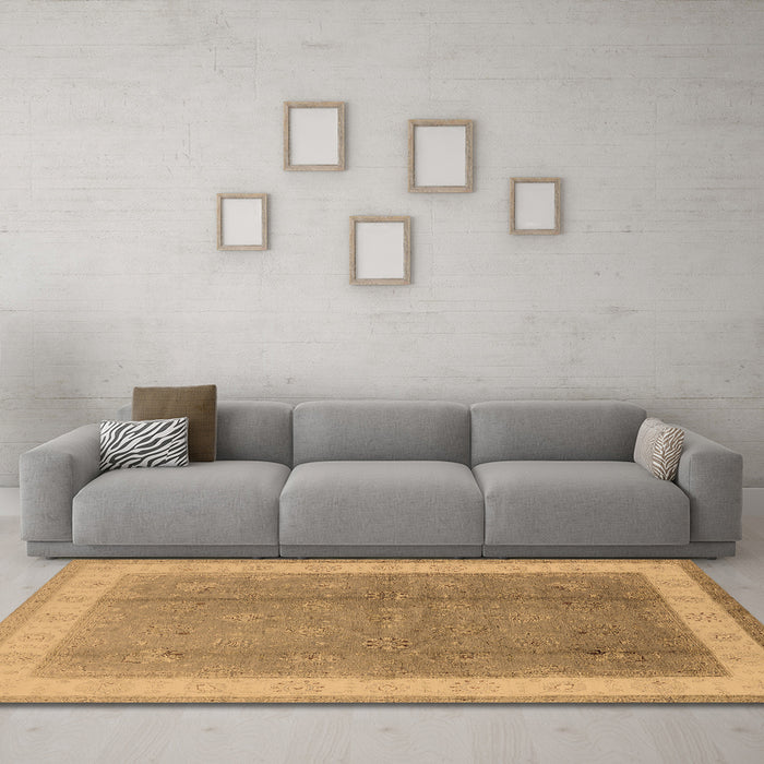 Machine Washable Oriental Brown Industrial Rug in a Living Room,, wshurb494brn