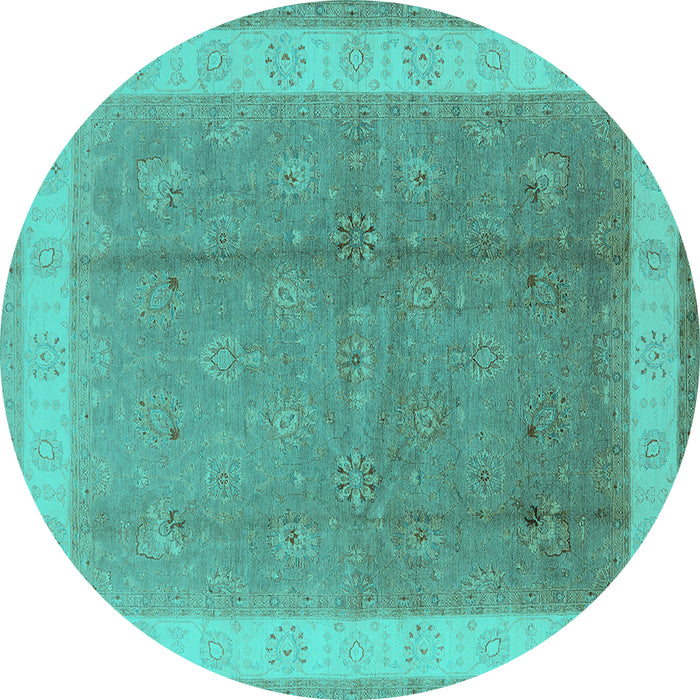 Round Oriental Turquoise Industrial Rug, urb494turq