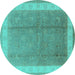 Round Oriental Turquoise Industrial Rug, urb494turq