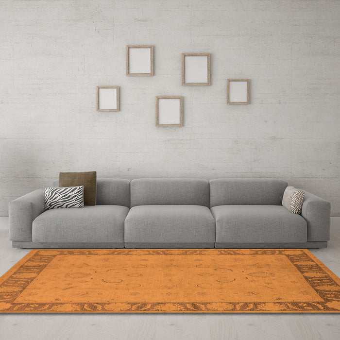 Machine Washable Oriental Orange Traditional Area Rugs in a Living Room, wshurb495org
