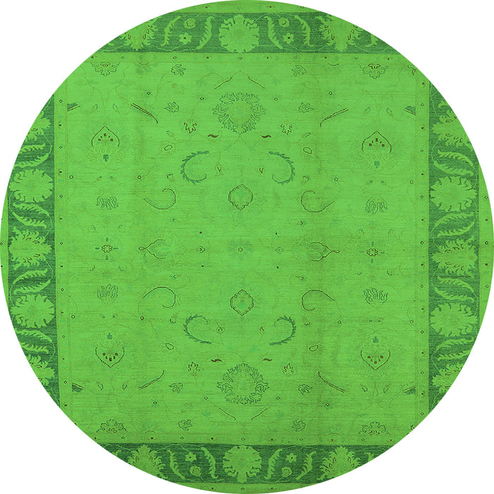Round Oriental Green Traditional Rug, urb495grn