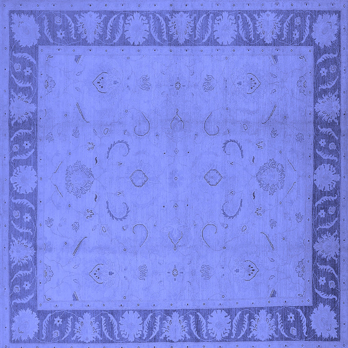Square Machine Washable Oriental Blue Traditional Rug, wshurb495blu
