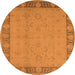 Round Machine Washable Oriental Orange Traditional Area Rugs, wshurb495org