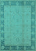 Machine Washable Oriental Turquoise Traditional Area Rugs, wshurb495turq