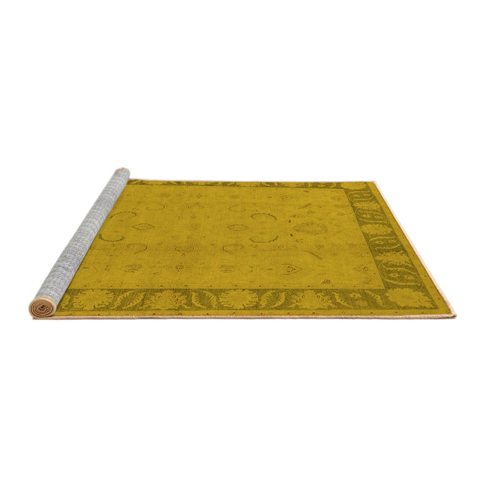 Sideview of Machine Washable Oriental Yellow Traditional Rug, wshurb495yw