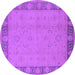 Round Machine Washable Oriental Purple Traditional Area Rugs, wshurb495pur