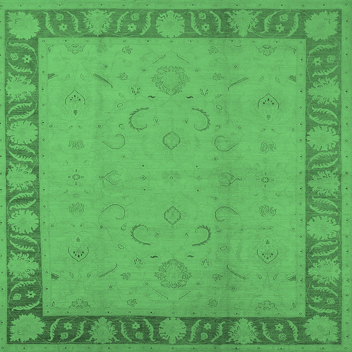 Square Machine Washable Oriental Emerald Green Traditional Area Rugs, wshurb495emgrn