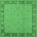 Square Machine Washable Oriental Emerald Green Traditional Area Rugs, wshurb495emgrn