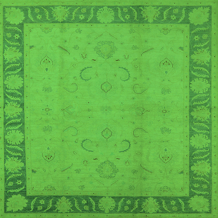 Square Oriental Green Traditional Rug, urb495grn