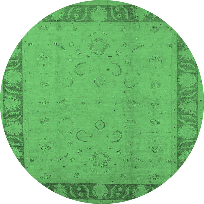 Round Oriental Emerald Green Traditional Rug, urb495emgrn