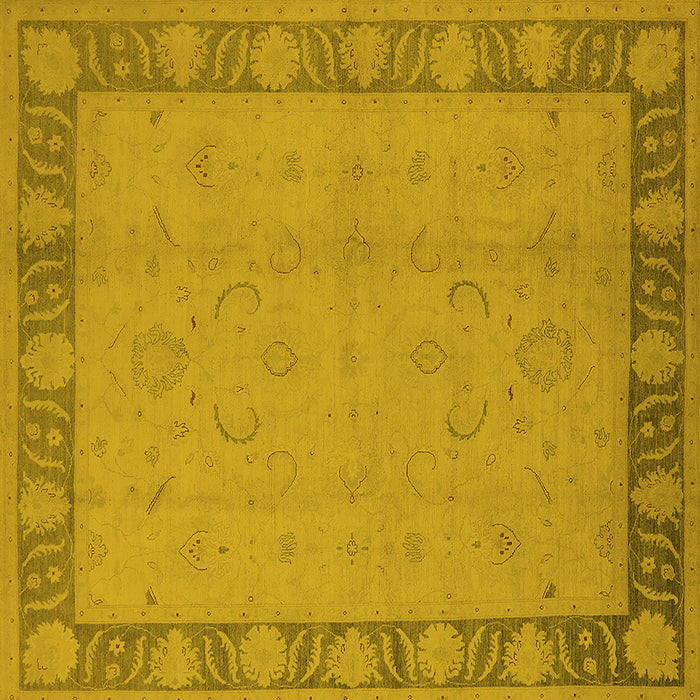Square Machine Washable Oriental Yellow Traditional Rug, wshurb495yw