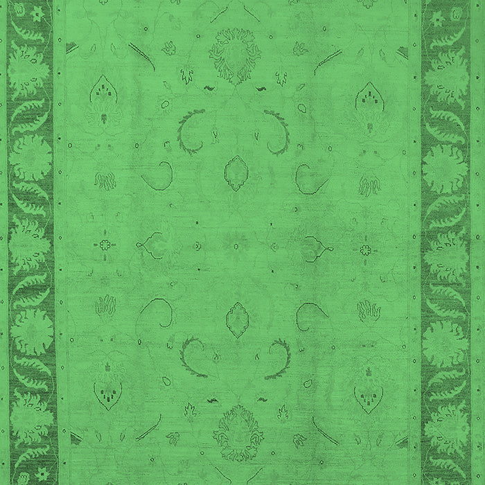 Machine Washable Oriental Emerald Green Traditional Area Rugs, wshurb495emgrn