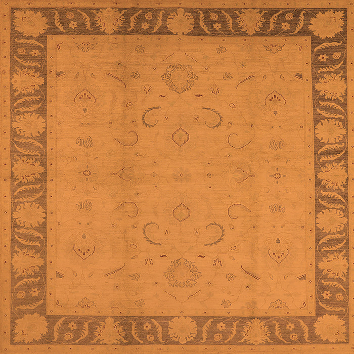 Square Machine Washable Oriental Orange Traditional Area Rugs, wshurb495org