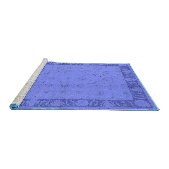 Sideview of Machine Washable Oriental Blue Traditional Rug, wshurb495blu