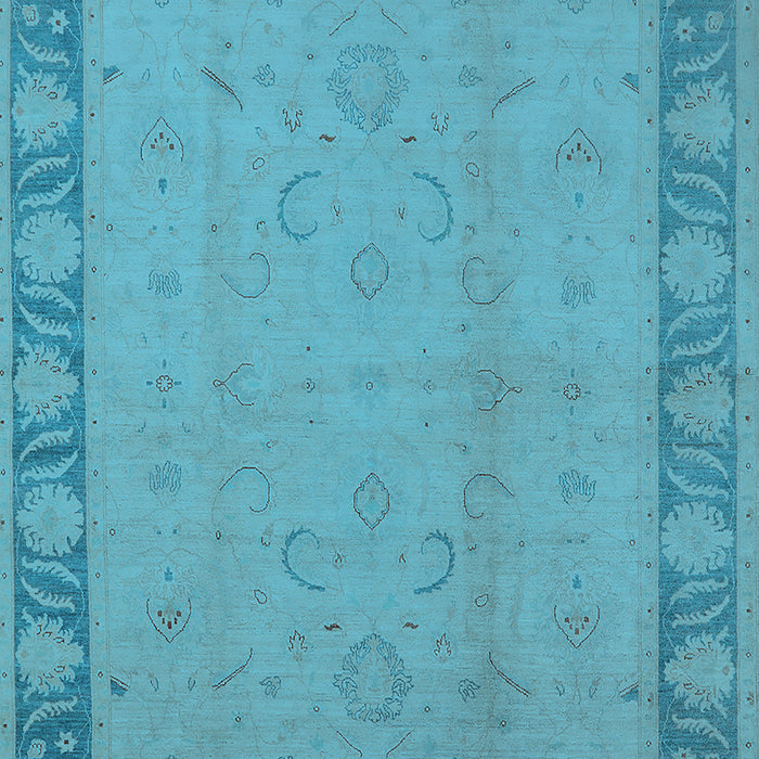 Machine Washable Oriental Light Blue Traditional Rug, wshurb495lblu