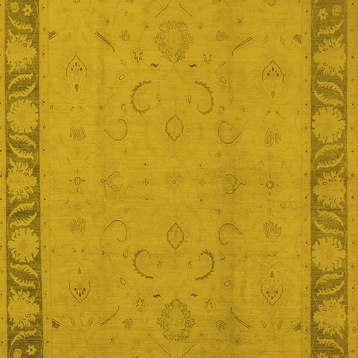 Machine Washable Oriental Yellow Traditional Rug, wshurb495yw