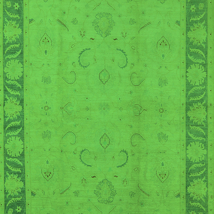 Machine Washable Oriental Green Traditional Area Rugs, wshurb495grn